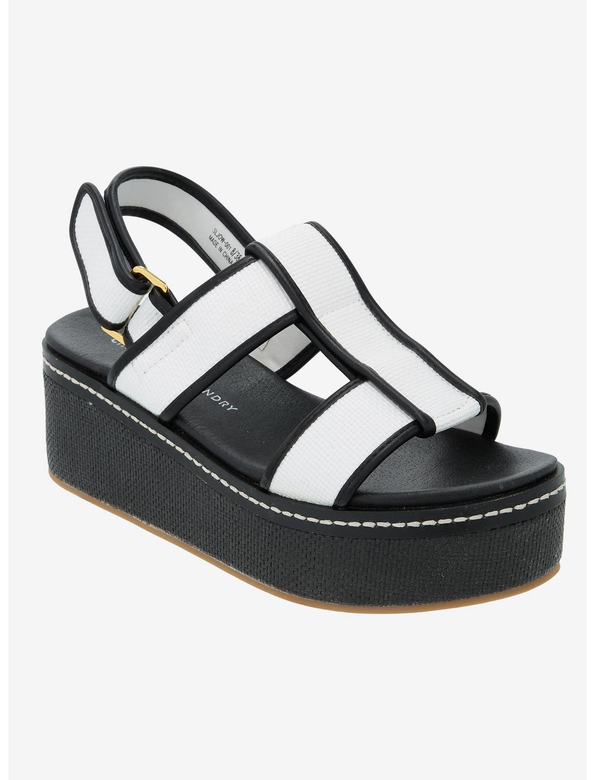 Chinese Laundry Black & White Strappy Platform Sandals - US 6082