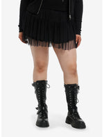 Black Mesh Tiered Low Rise Skort Plus Size - US 1007