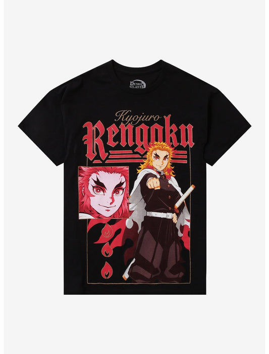 Demon Slayer: Kimetsu No Yaiba Rengoku Foil Print Girls T-Shirt - US 4762