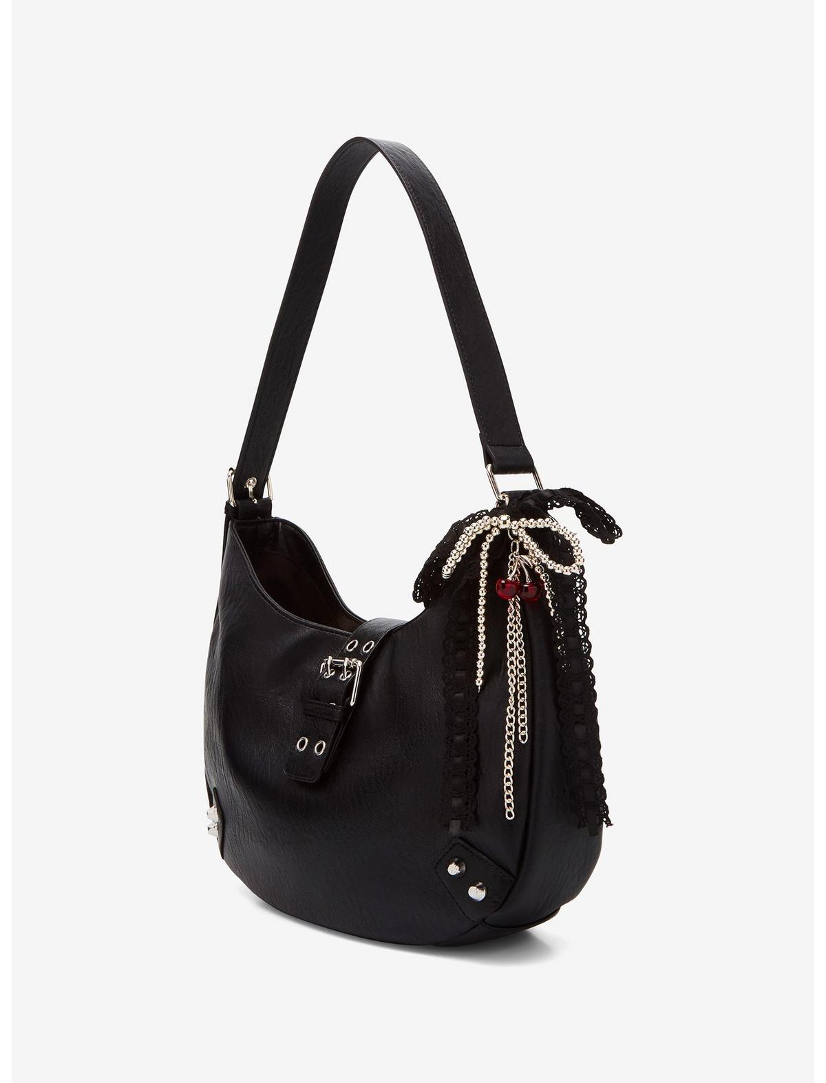 Black Buckle Cherry Bow Shoulder Bag - US 3432