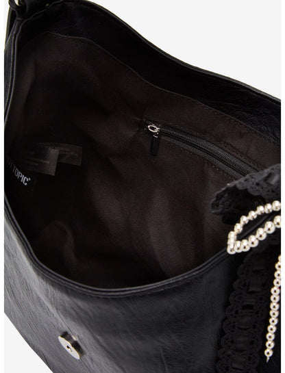 Black Buckle Cherry Bow Shoulder Bag - US 3432