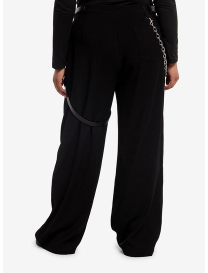 Black Harness Girls Wide Leg Pants Plus Size - US 0178
