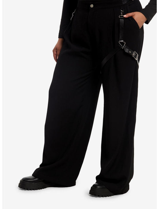 Black Harness Girls Wide Leg Pants Plus Size - US 0178