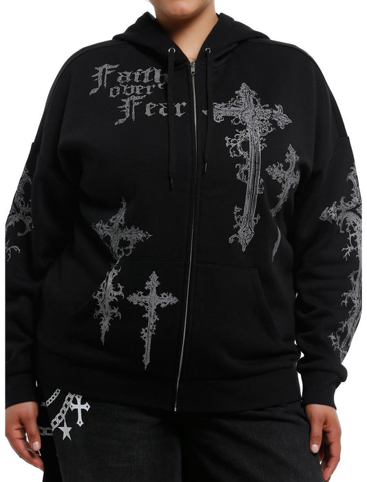 Faith Over Fear Crosses Girls Hoodie Plus Size - US 6757