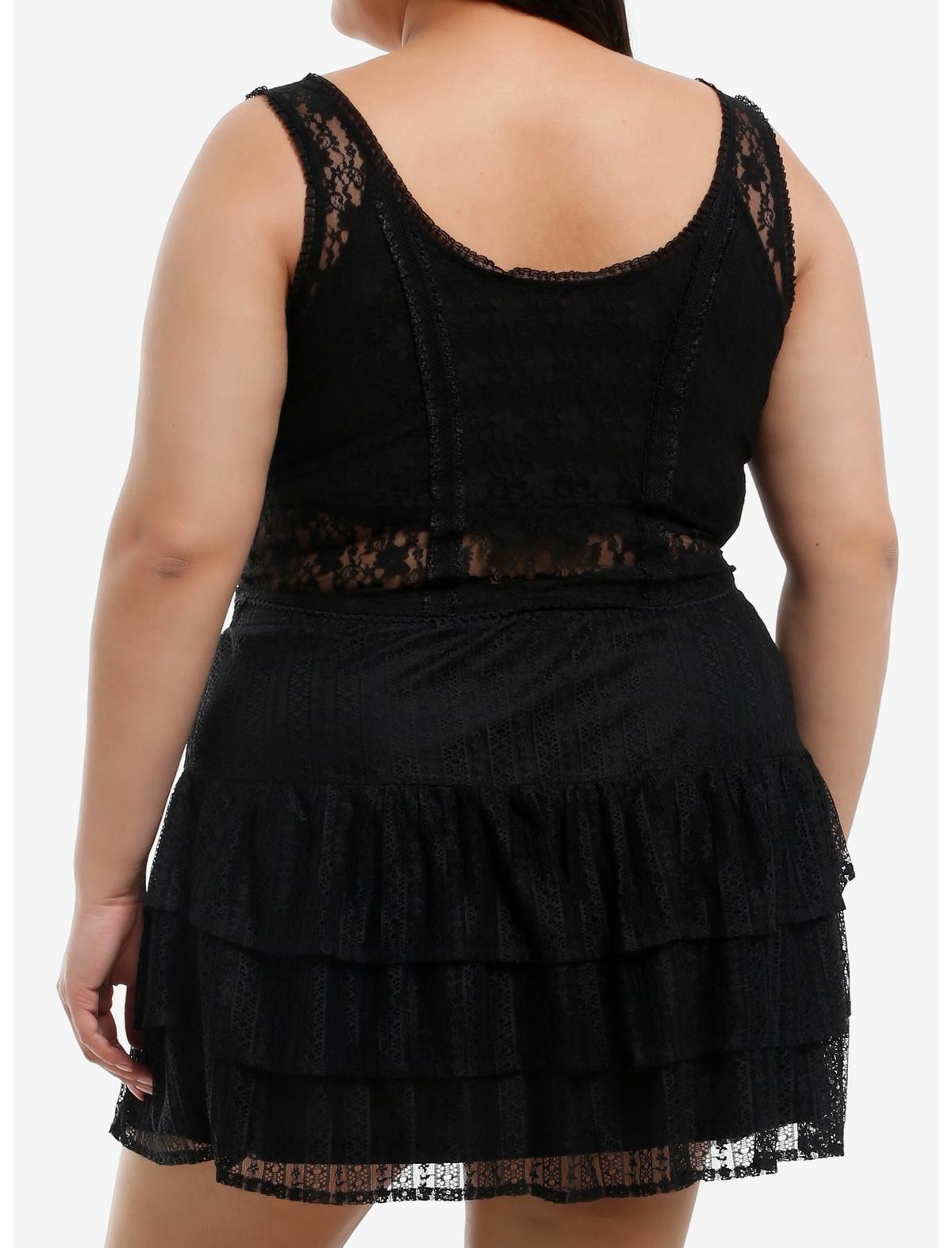 Cosmic Aura Black Lace Ribbon Corset Girls Crop Tank Top Plus Size - US 3632