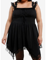 Cosmic Aura Black Floral Lace Cold-Shoulder Dress Plus Size - US 0926