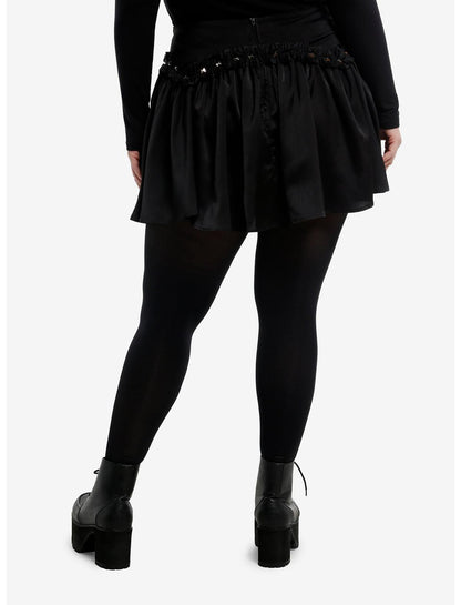 Black Stud Ruffle Lace-Up Skirt Plus Size - US 2411
