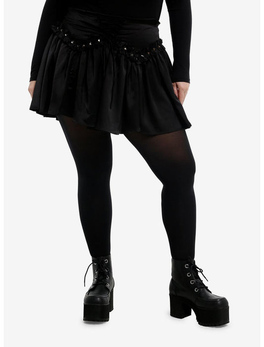 Black Stud Ruffle Lace-Up Skirt Plus Size - US 2411