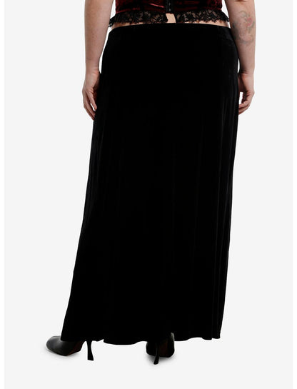 Cosmic Aura Cross Charm Velvet Maxi Skirt Plus Size - US 5573