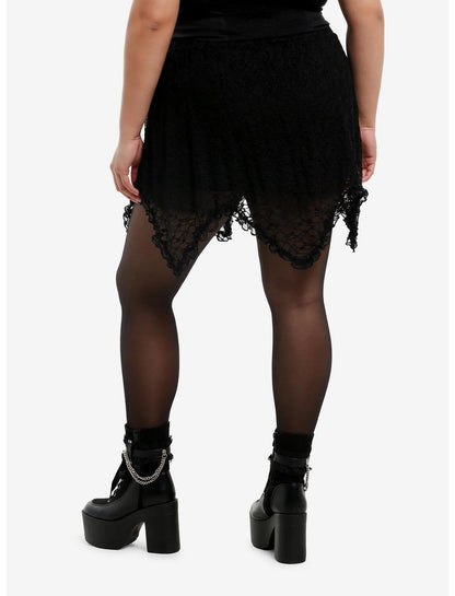 Cosmic Aura Black Lace Hanky Hem Mini Skirt Plus Size - US 4820