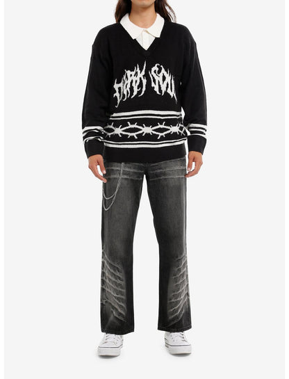 Dark Soul Barbed Wire Collared Sweater - US 6389