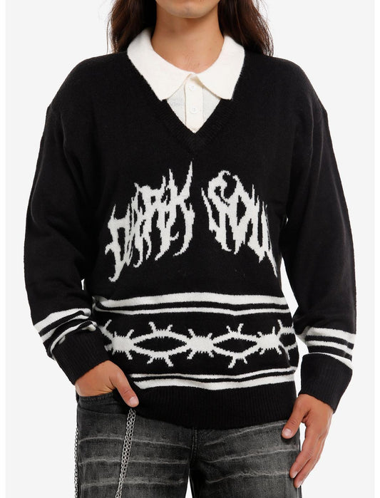 Dark Soul Barbed Wire Collared Sweater - US 6389
