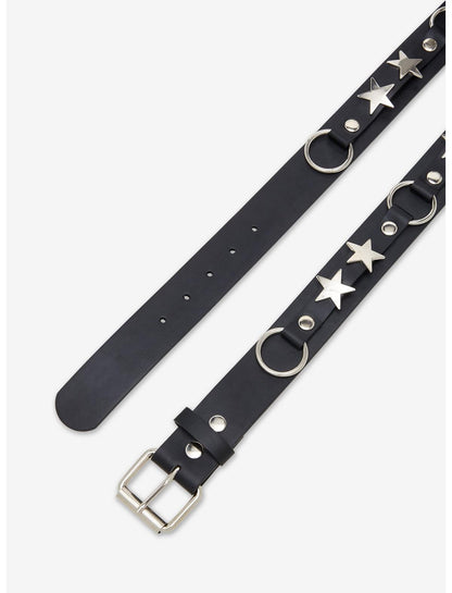 Black & Silver Star O-ring Belt - US 9515