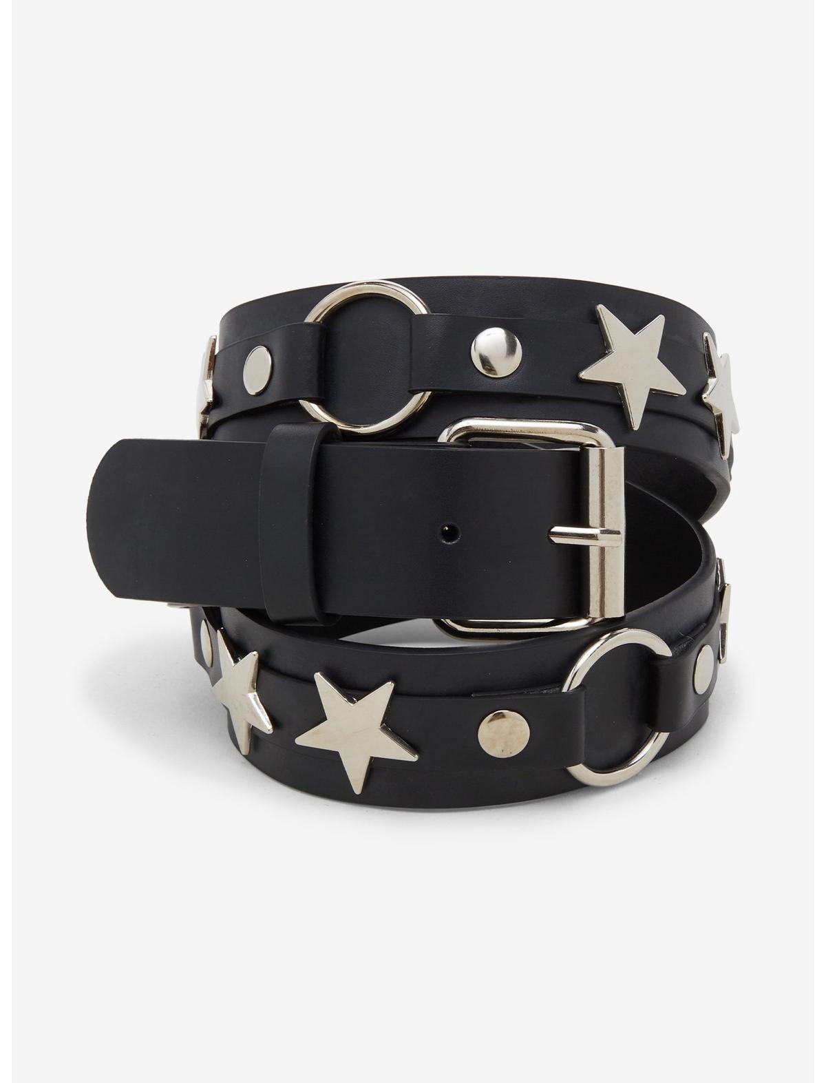 Black & Silver Star O-ring Belt - US 9515