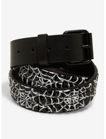 Black & White Spiderweb Three Row Pyramid Stud Belt - US 8579