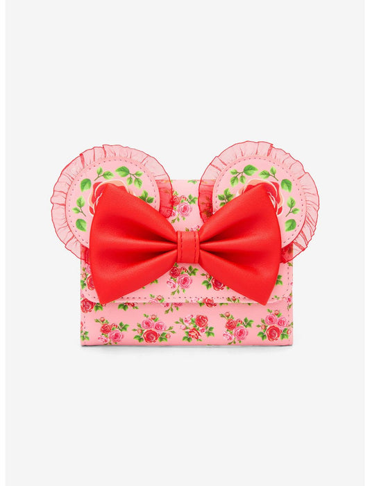 Loungefly Disney Minnie Mouse Pink & Red Roses Figural Mini Flap Wallet - US 8043