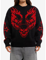 Flaming Skulls Intarsia Sweater - US 3202
