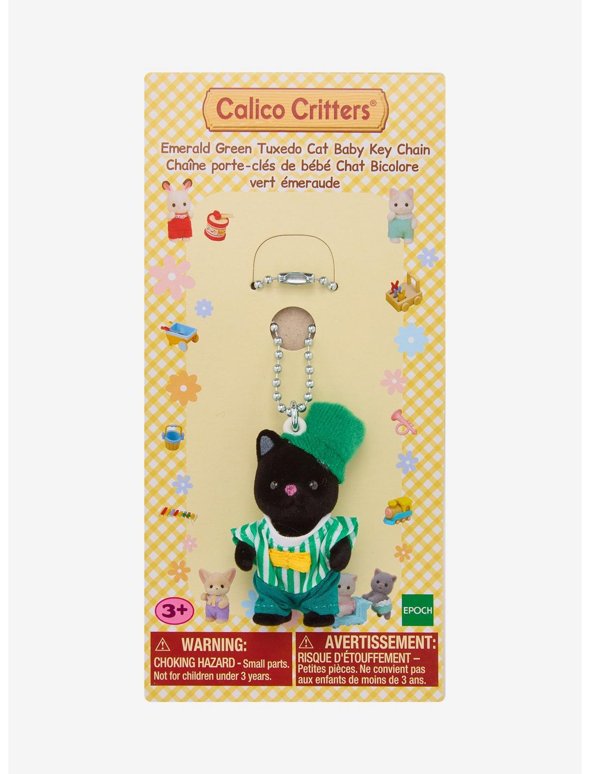 Calico Critters Emerald Green Tuxedo Cat Baby Key Chain - US 0382