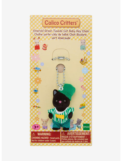 Calico Critters Emerald Green Tuxedo Cat Baby Key Chain - US 0382