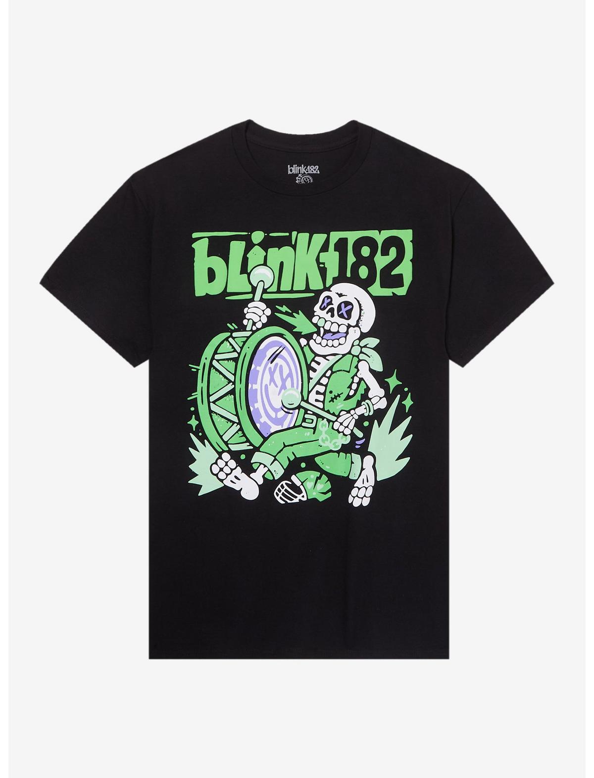 Blink-182 Marching Band Skeleton Puff Paint T-Shirt - US 3793