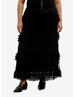 Cosmic Aura Black Lace Tiered Midaxi Skirt Plus Size - US 5072