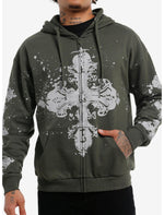 Green Cross Splatter Hoodie - US 3686
