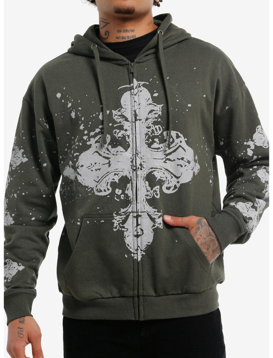 Green Cross Splatter Hoodie - US 3686