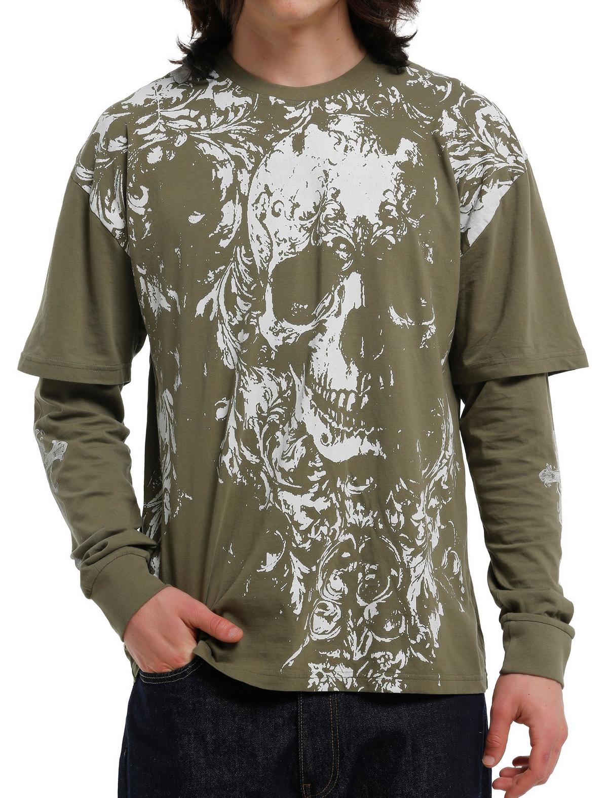 Green Skull Filigree Twofer Long-Sleeve T-Shirt - US 2006