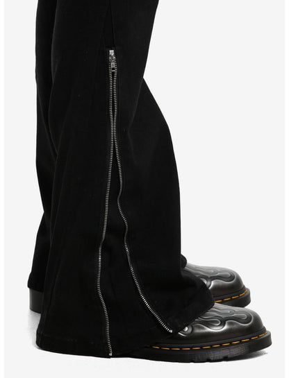 Black Zipper Cargo Flare Jeans - US 2676