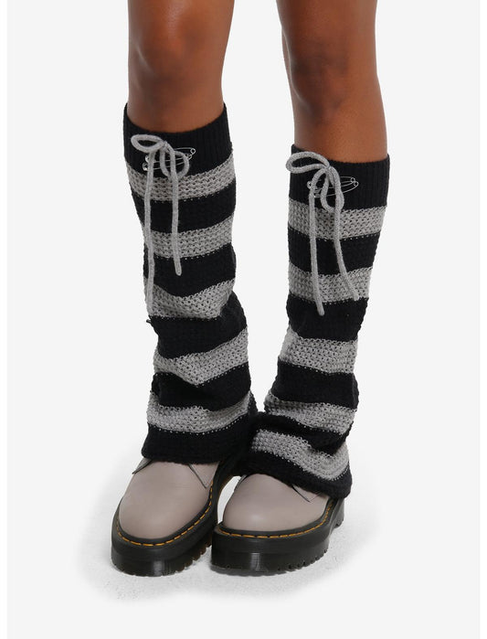 Black & Grey Stripe Flare Leg Warmers - US 8208