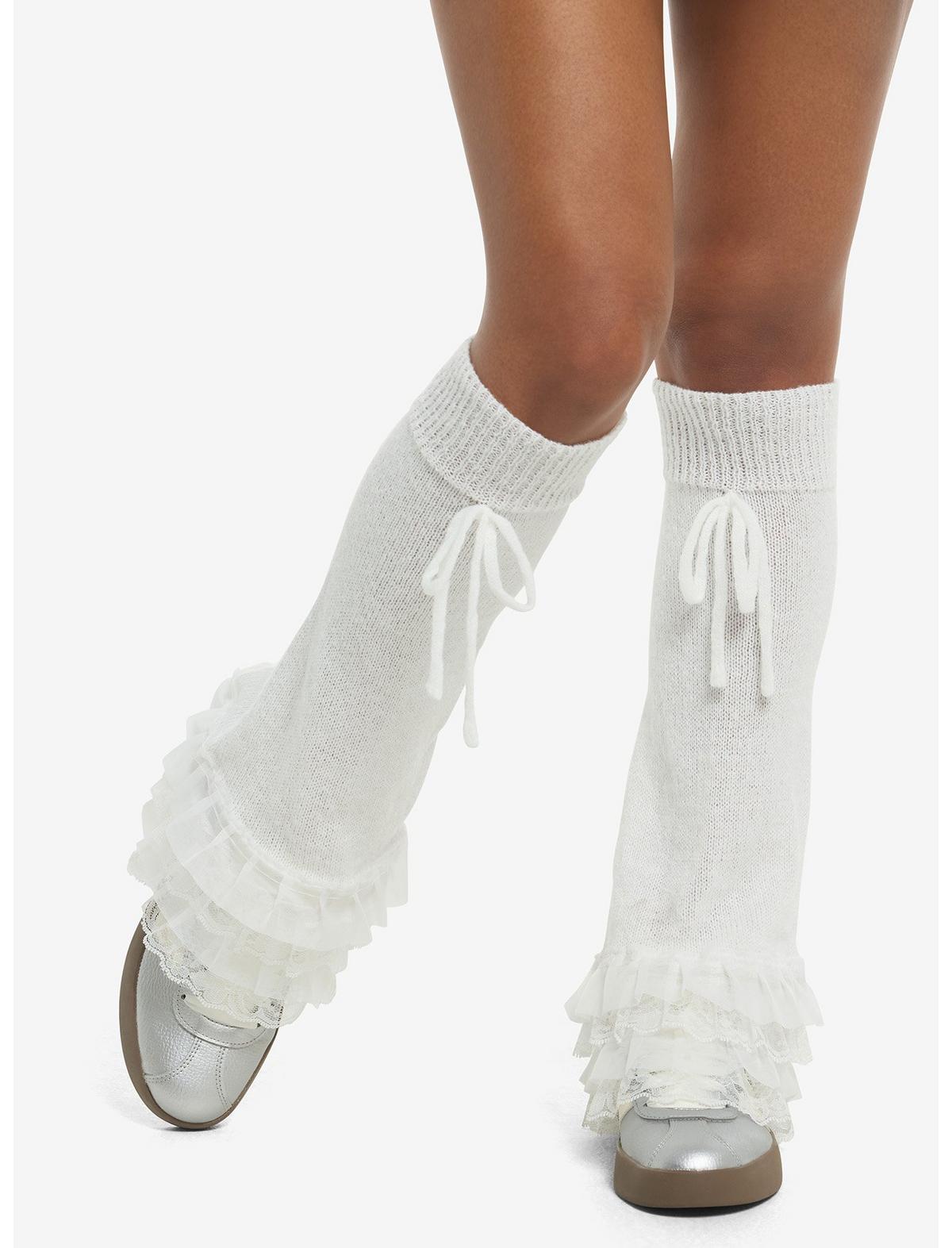 Ivory Lacy Tiers Leg Warmers - US 7204