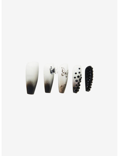 Blackheart Butterfly Rhinestone Press-On Nail Set - US 9827