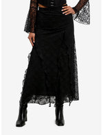 Cosmic Aura Black Lace Ruffle Midaxi Skirt - US 0808