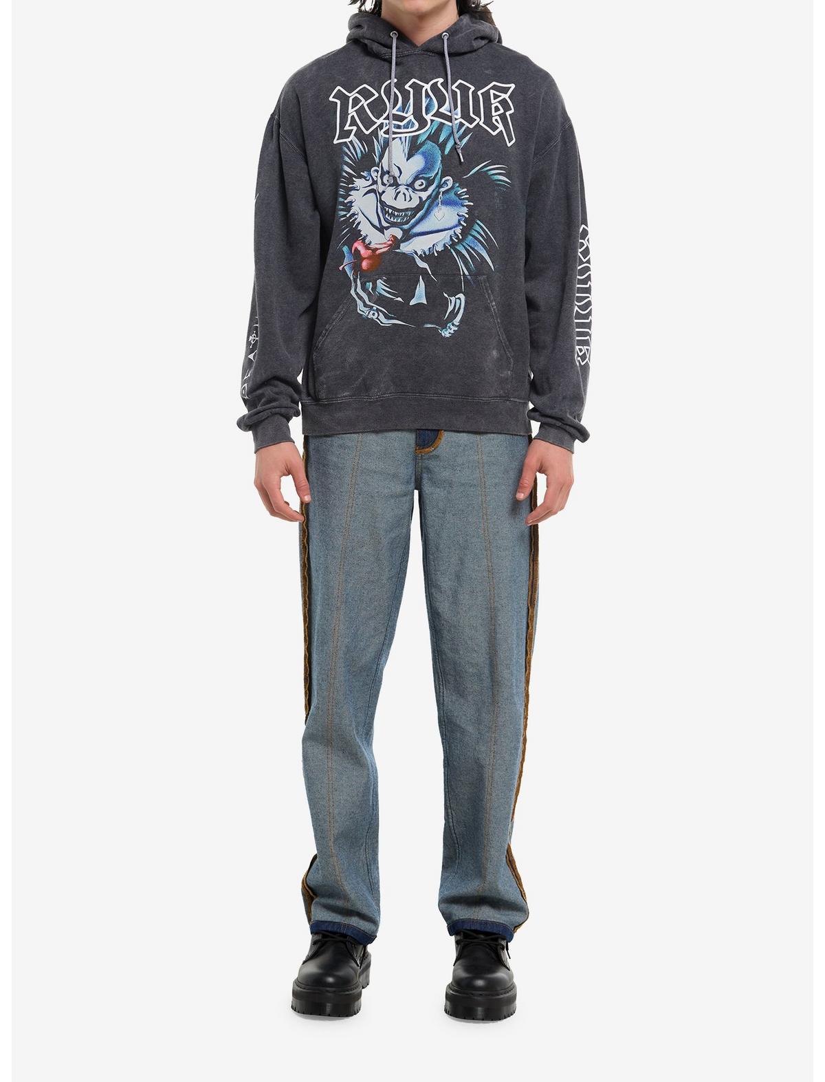 Death Note Ryuk Jumbo Print Dark Wash Hoodie - US 5316