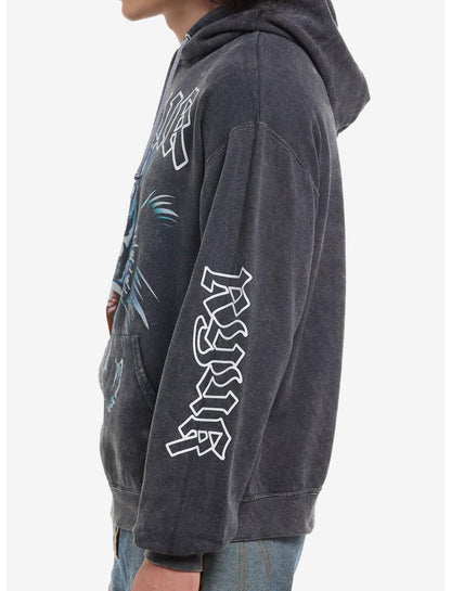 Death Note Ryuk Jumbo Print Dark Wash Hoodie - US 5316