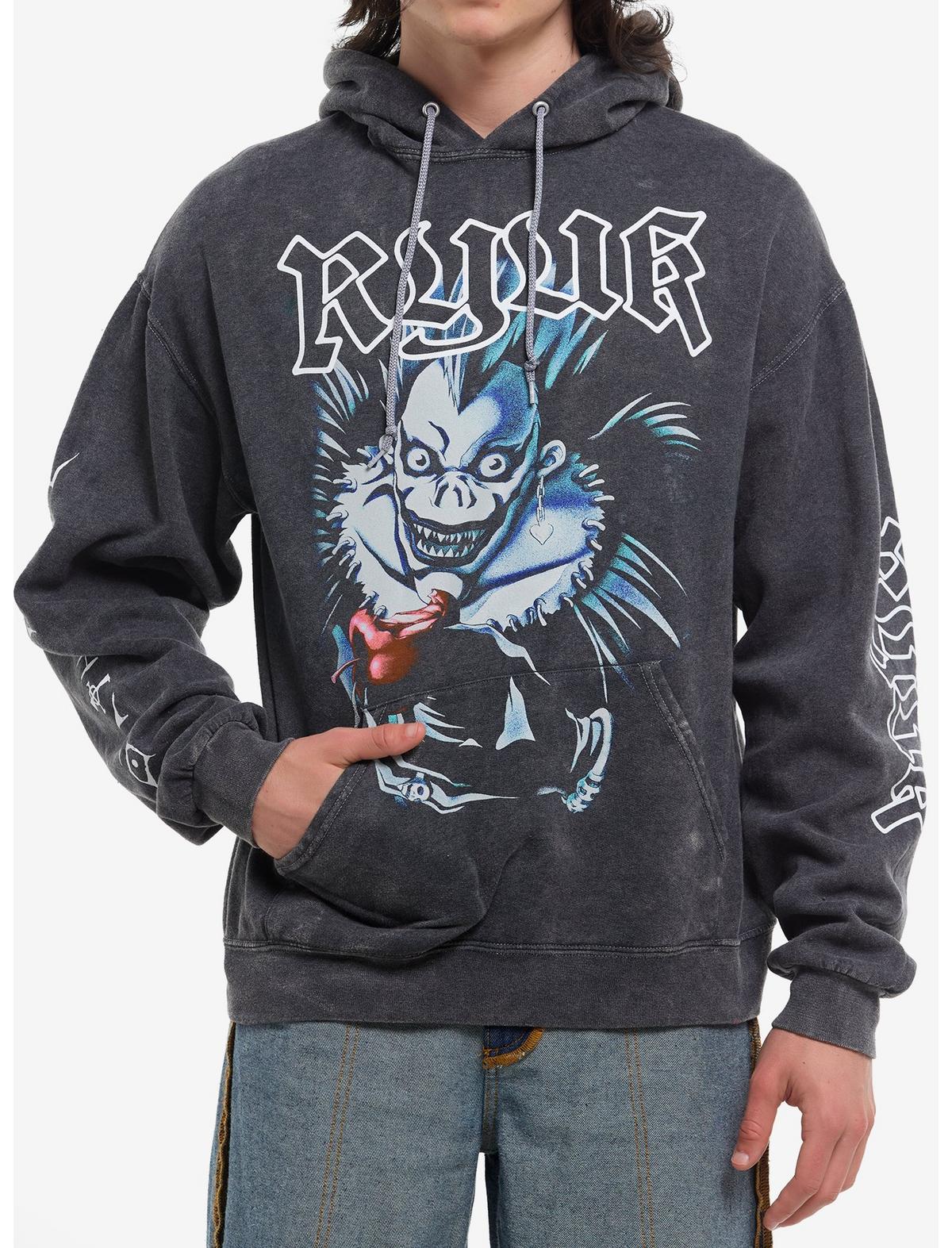 Death Note Ryuk Jumbo Print Dark Wash Hoodie - US 5316