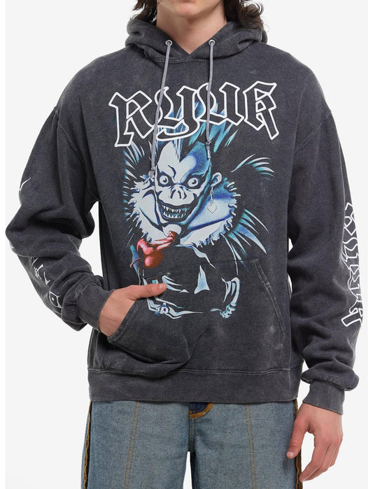 Death Note Ryuk Jumbo Print Dark Wash Hoodie - US 5316