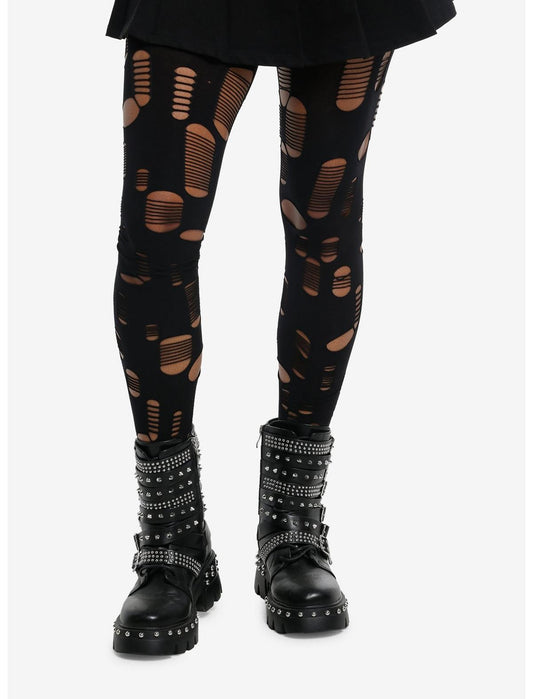 Black Destructed Tights - US 5010