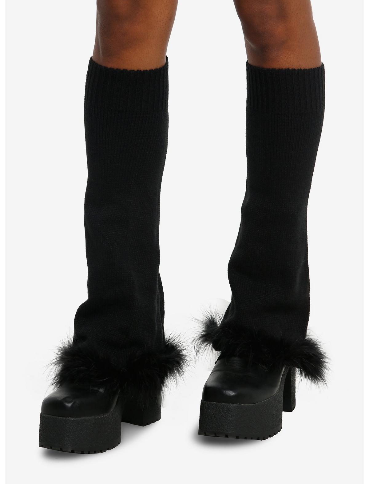 Black Feathered Flare Leg Warmers - US 3692