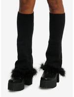 Black Feathered Flare Leg Warmers - US 3692