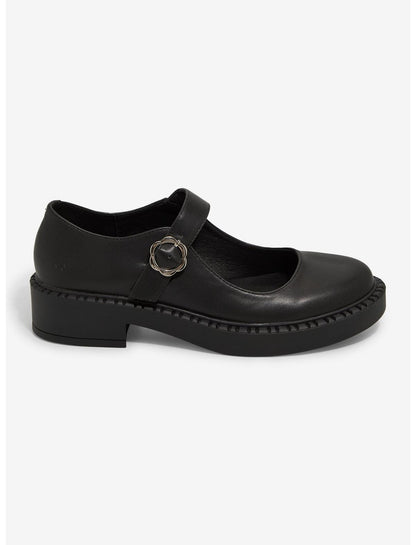 Koi Black Flower Buckle Mary Janes - US 6971