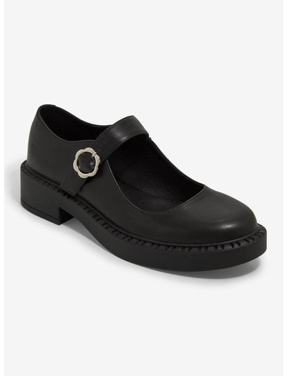 Koi Black Flower Buckle Mary Janes - US 6971