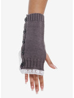 Grey Button Lace Trim Arm Warmers - US 6573