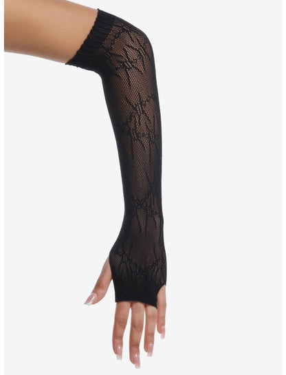 Black Barbed Wire Fishnet Arm Warmers - US 3789