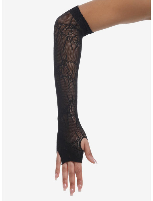 Black Barbed Wire Fishnet Arm Warmers - US 3789
