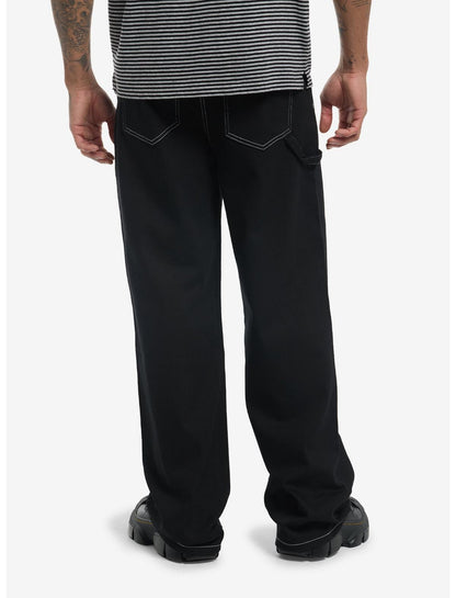 Black & Grey Flame Rhinestone Straight-Leg Jeans - US 0086