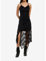 Cosmic Aura Black Asymmetrical Lace Cami Dress - US 6669