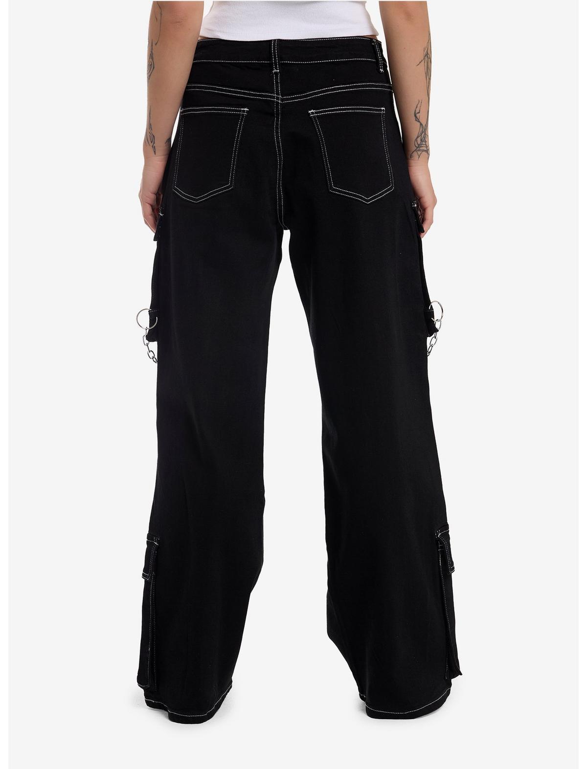 Black Grommets & Chains Cargo Pants - US 2285