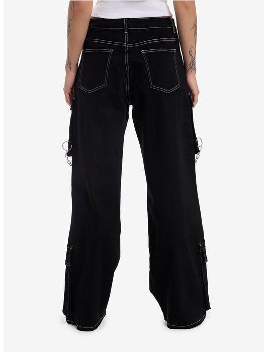 Black Grommets & Chains Cargo Pants - US 2285