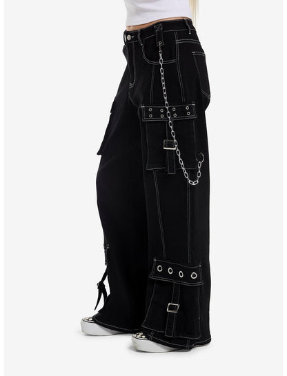 Black Grommets & Chains Cargo Pants - US 2285